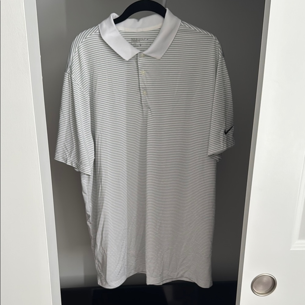 Nike Golf Men's Gray Striped Polo Shirt